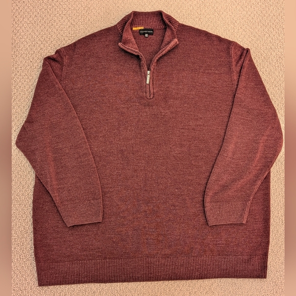 Geoffrey Beene 3XB pullover 1/4 zip knit sweater wine red acrylic men's 3XL - Picture 1 of 4